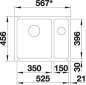 Preview: BLANCO 523743 SUBLINE 350_150-U Keramik Weiß matt ohne Ablauffernbedienung Hauptbecken links
