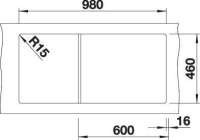 BLANCO 518354 MEVIT XL 6 S, SILGRANIT, anthrazit, ohne Ablauffernbedienung, reversibel, 600 mm Untermaß