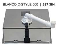BLANCO 522243 C-STYLE 500-U, Edelstahl Bürstfinish, ohne Ablauffernbedienung, ohne Zubehör, keine Beckenlage, 600 mm Untermaß