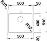 BLANCO 522245 C-STYLE 500-IF/A, Edelstahl Bürstfinish, ohne Ablauffernbedienung, ohne Zubehör, keine Beckenlage, 600 mm Untermaß