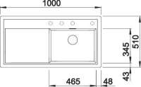 BLANCO 523977 ZENAR XL 6 S SILGRANIT PerlgrauBecken links, 600 mm Untermaß