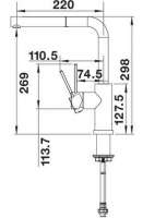 BLANCO 526180 LANORA-S-F, Edelstahl massiv, Edelstahl gebürstet, Hochdruck