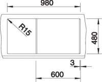 BLANCO 527299 METRA 6 S, SILGRANIT, vulkangrau, mit Ablauffernbedienung, mit Zubehör, reversibel, 600 mm Untermaß