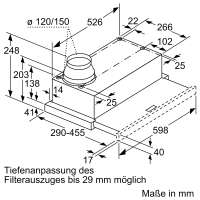 BOSCH DFM064W54F EEK: B Flachschirmhaube, 60cm breit, Ab-/Umluft, LED-Beleuchtung, silbermetallic