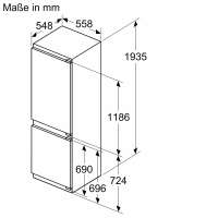 BOSCH KIN96VFD0 Serie 4, Einbau-Kühl-Gefrier-Kombination mit Gefrierbereich unten, 193.5 x 55.8 cm, Flachscharnier