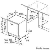 NEFF S175EAX16E N 50 Geschirrspüler vollintegrierbar 60 cm VarioScharnier für besondere Einbausituationen