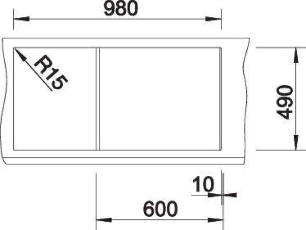 Blanco 514261 TRISONA 6 S, SILGRANIT bis 10-2008, steingrau, mit Ablauffernbedienung, mit Zubehör, Becken links, 600 mm Untermaß