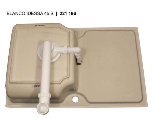 BLANCO 514489 IDESSA 45 S, Keramik, vanilla, ohne Ablauffernbedienung, Becken links, 450 mm Untermaß