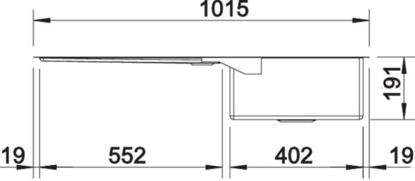 BLANCO 516155 CLARON 400/550-T-IF, Edelstahl Seidenglanz, ohne Ablauffernbedienung, Hauptbecken links, 60 cm Untermaß