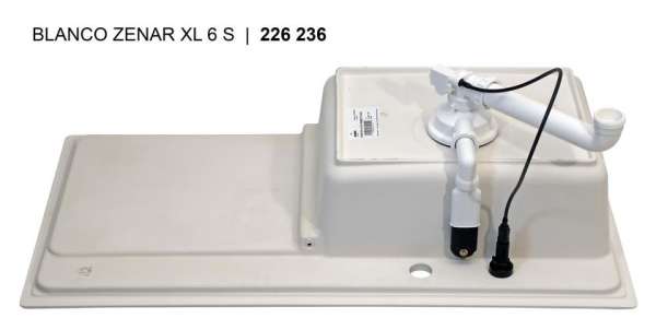 BLANCO 517524 ZENAR XL 6 S, Keramik PuraPlus, vanilla, mit Ablauffernbedienung, Becken rechts, 600 mm Untermaß