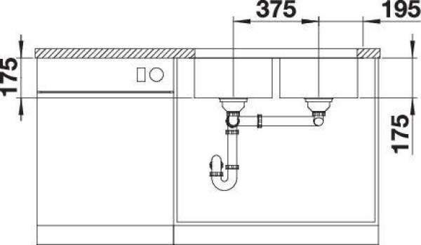 Blanco 519716 SUPRA 340/340-U, Edelstahl Bürstfinish, ohne Ablauffernbedienung, keine Beckenlage, 800 mm Untermaß