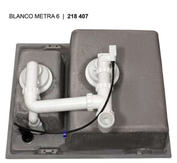 BLANCO 520574 METRA 6, SILGRANIT, perlgrau, mit Ablauffernbedienung, reversibel, 600 mm Untermaß