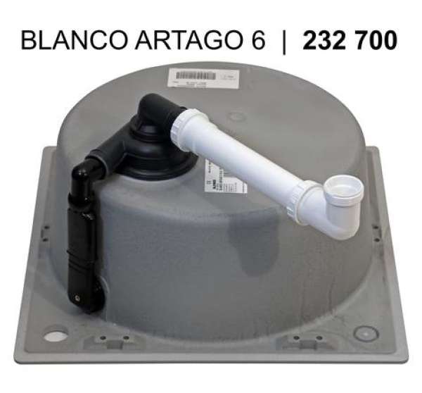 BLANCO 521756 ARTAGO 6, SILGRANIT, felsgrau, ohne Ablauffernbedienung, reversibel, 600 mm Untermaß