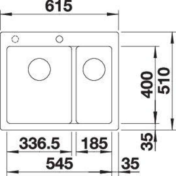 Blanco 525955 PLEON 6 Split, SILGRANIT, schwarz, ohne Ablauffernbedienung, Becken links, 600 mm Untermaß