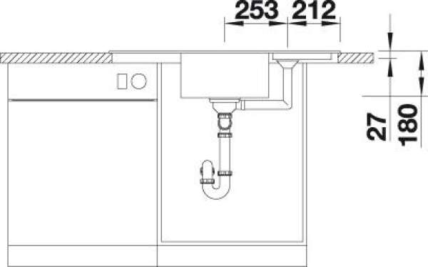 BLANCO 526030 ZIA 9 E, SILGRANIT, schwarz, mit Ablauffernbedienung, Becken mittig, 600 mm Untermaß