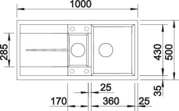 BLANCO 527299 METRA 6 S, SILGRANIT, vulkangrau, mit Ablauffernbedienung, mit Zubehör, reversibel, 600 mm Untermaß