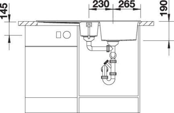 BLANCO 527299 METRA 6 S, SILGRANIT, vulkangrau, mit Ablauffernbedienung, mit Zubehör, reversibel, 600 mm Untermaß