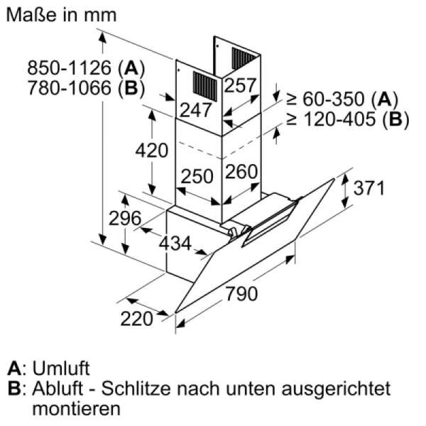 Bosch DWK87EM60 Serie 2 Dunst­ab­zugs­hau­be Schwarz Edel­stahl EEK: B