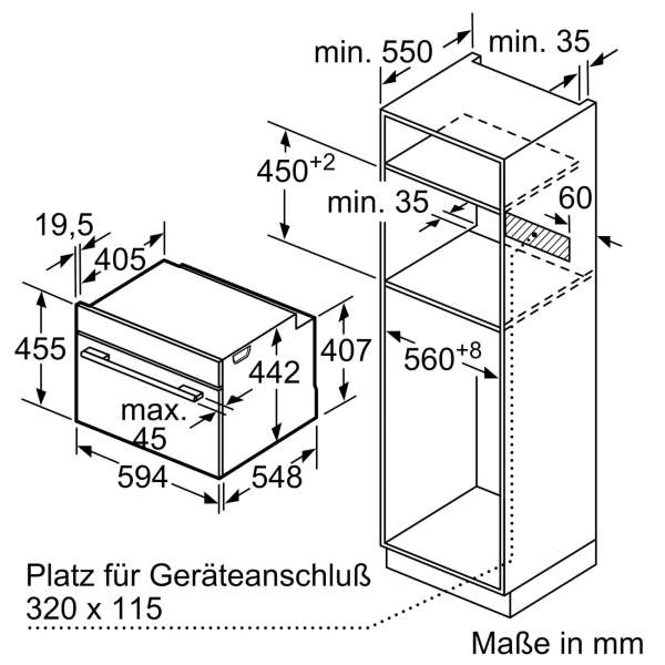 BOSCH CBG7341B1 Serie 8 Einbau-Kompaktbackofen 60 x 45 cm Schwarz