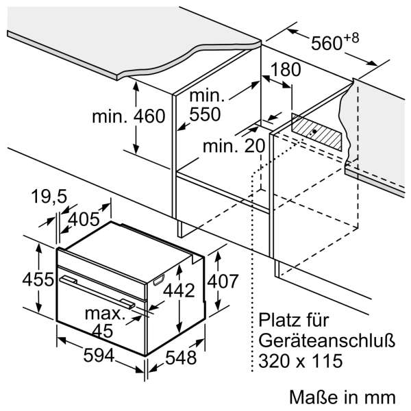 BOSCH CBG7341B1 Serie 8 Einbau-Kompaktbackofen 60 x 45 cm Schwarz