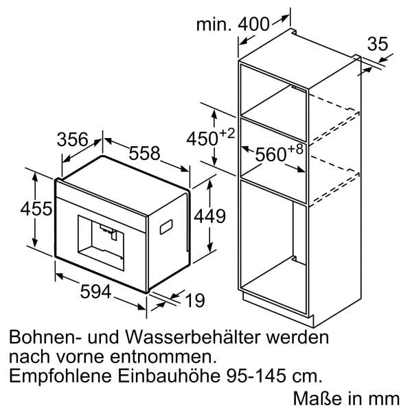 BOSCH CTL836EC6 Serie 8 Einbau-Kaffeevollautomat Schwarz