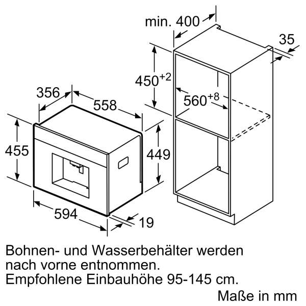 BOSCH CTL836EC6 Serie 8 Einbau-Kaffeevollautomat Schwarz