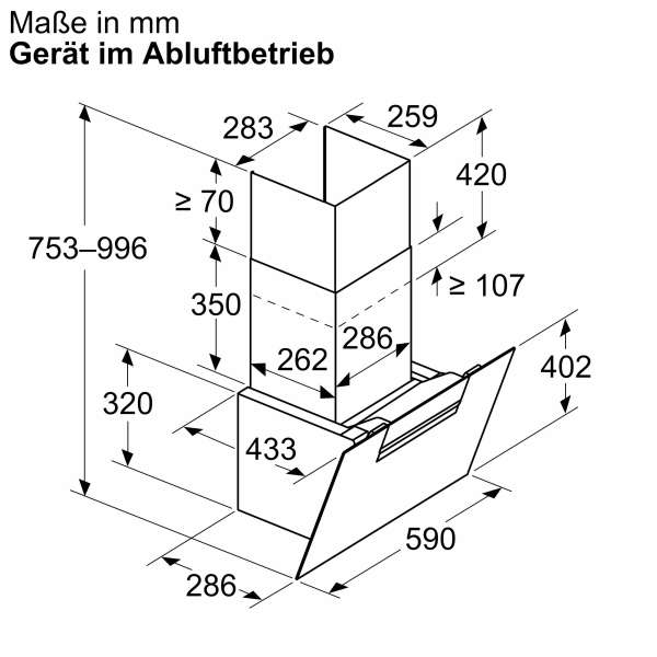 NEFF D65IFN1S0 N 50 Wandesse 60 cm Klarglas schwarz bedruckt