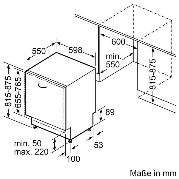 NEFF S175HTX04E N 50 Geschirrspüler vollintegrierbar 60 cm VarioScharnier für besondere Einbausituationen