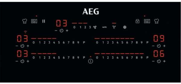 AEG CCE84779XB Induktionkochfeld mit integriertem Dunstabzug, Muldenlüfter, WLAN-fähig, Umluft, 80cm