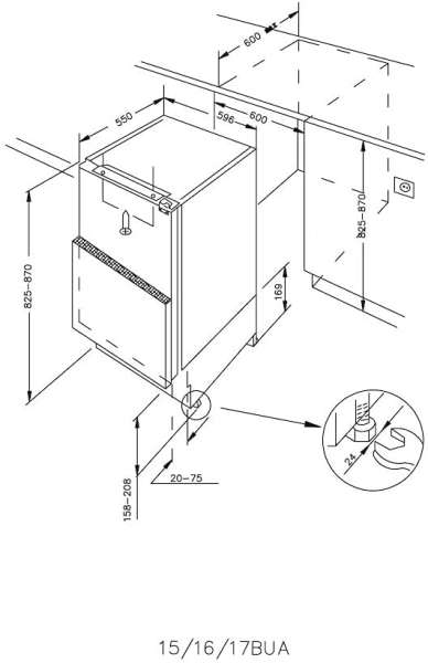 Candy CMLS59EW Unterbau-Kühlschrank, Schlepptürtechnik , Eintürig, Nische 82 cm. 35 Liter