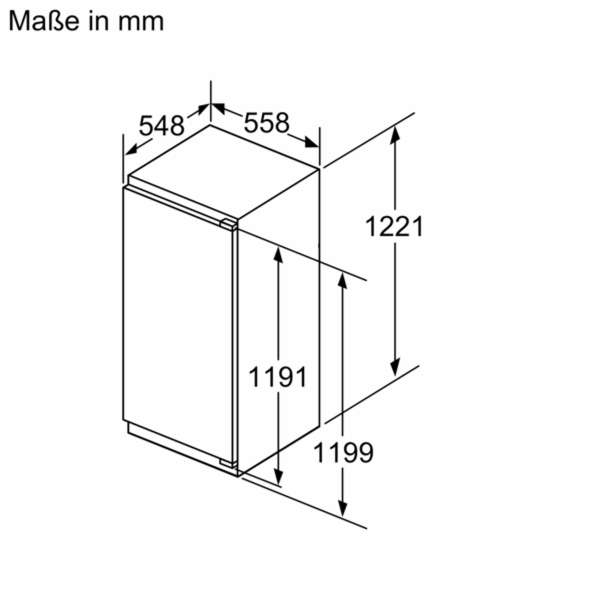 Neff KI2426DD1 N 70, Einbau-Kühlschrank mit Gefrierfach, 122.5 x 56 cm, Flachscharnier mit Softeinzug