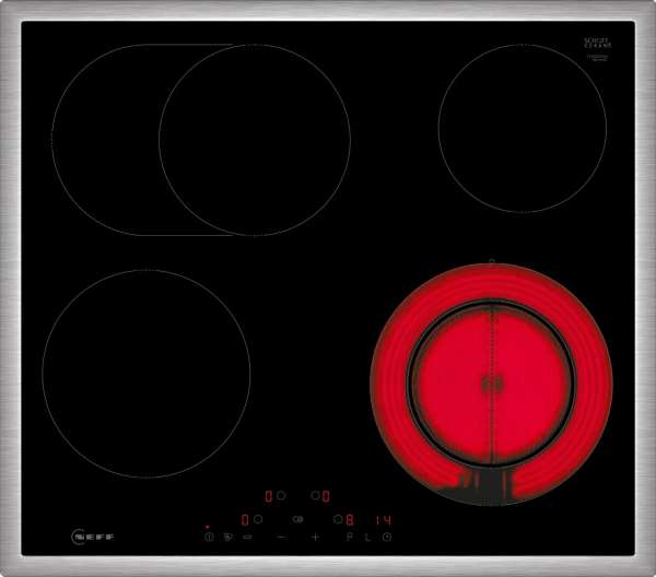 NEFF T16SDF9L0 N 70 Elektrokochfeld 60 cm Schwarz, Mit Rahmen aufliegend